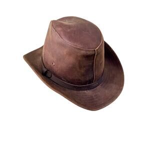 Henschel Leather Outback Hat Brown USA Made Western Cowboy Small 21” EUC